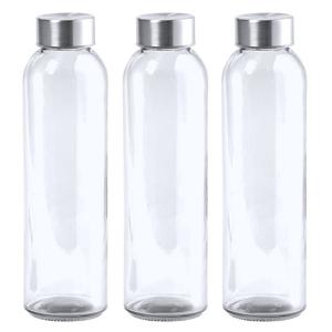 Waterfles/drinkfles AQUAMAN - 3x - glas - transparant - met RVS dop - 500 ml - Sportfles - Bidon