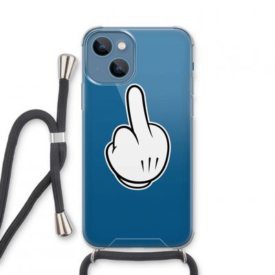 Middle finger black: iPhone 13 mini Transparant Hoesje met koord