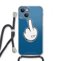 Middle finger black: iPhone 13 mini Transparant Hoesje met koord