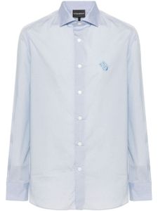 Emporio Armani chemise en coton à logo brodé - Bleu