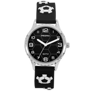 Coolwatch by Prisma CW.350 Kinderhorloge Voetbal staal/siliconen zwart-wit 30 mm