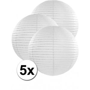 5x bolvormige bruiloft lampionnen wit van 50 cm