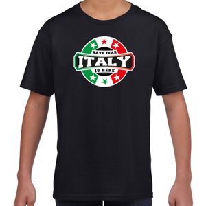 Have fear Italy is here / Italie supporter t-shirt zwart voor kids