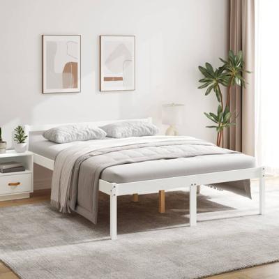 Seniorenbed massief grenenhout wit 150x200 cm