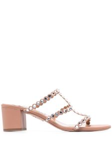 Aquazzura sandales ornées de cristaux à bout ouvert 55 mm - Tons neutres