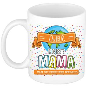 Naam mok mama Charlie - wit - de beste - keramiek - 300 ml - Moederdag/verjaardag