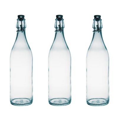 10x Ronde beugelflessen/weckflessen transparant 1 liter