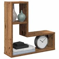 Wandschappen kubus 2 st 50x15x50 cm bewerkt hout oud houtkleur