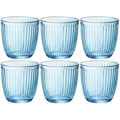 Bormioli Rocco Drinkglazen - 6x - blauw - tumbler glas - 290 ml - waterglazen