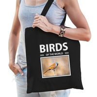 Baardmannetje vogel tasje zwart volwassenen en kinderen - birds of the world kado boodschappen tas - thumbnail