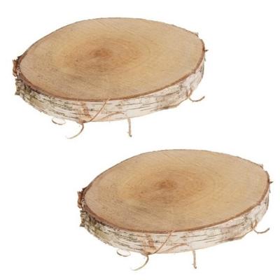 Berken houten boomschijf - 4x stuks - 30 x 3,5 cm - kaarsenplateau - decoratiehout - Woondecoratie