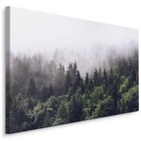 Schilderij - Mistig in de bergen, groen/grijs, 4 maten, premium print - thumbnail