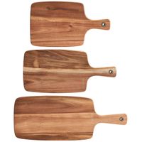 3x Rechthoekige acacia houten snij/serveerplanken 32/42/52 cm - Snijplanken - thumbnail