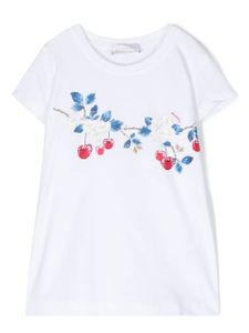 Monnalisa t-shirt imprimé à ornements strassés - Blanc