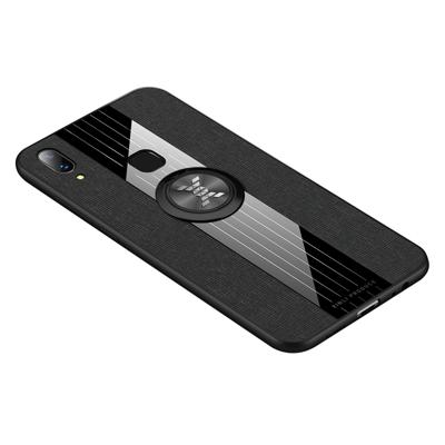 Voor vivo Y95 XINLI stiksels doek textuur schokbestendig TPU beschermhoes met ring houder (zwart)