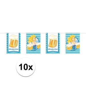 10x Beierse/Bayern print rechthoekige vlaggenlijn/slinger 10 meter feestversiering   -