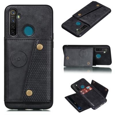 Voor OPPO Realme 5 schokbestendige magnetische PU + TPU beschermhoes met kaartsleuven (zwart)