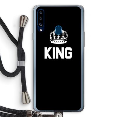 King zwart: Samsung Galaxy A20s Transparant Hoesje met koord