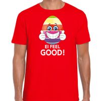 Vrolijk Paasei ei feel good t-shirt rood voor heren - Paas kleding / outfit