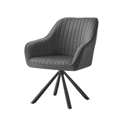 Draaibare eetkamerstoel met armleuningen en gestoffeerd zitvlak, grijs-inktzwart
