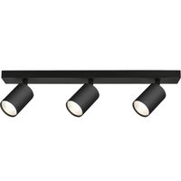 LED Plafondspot - Brinton Betin - GU10 Fitting - 3-lichts - Rond - Mat Zwart - Kantelbaar - Aluminium - Philips -