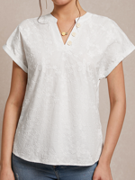 Simple Cotton And Linen Plain Loose Shirt - thumbnail