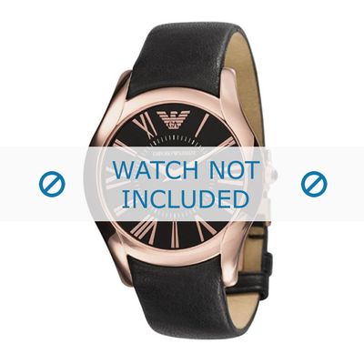 Armani horlogeband AR2043 Leder Zwart 22mm