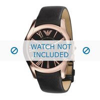 Armani horlogeband AR2043 Leder Zwart 22mm