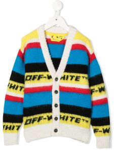 Off-White Kids cardigan rayé à logo brodé - Blanc