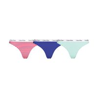 Calvin Klein 3-pack dames slips curve blauw/rood/stripes - thumbnail