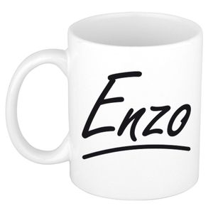 Naam cadeau mok / beker Enzo met sierlijke letters 300 ml