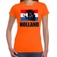 Oranje t-shirt Holland met leeuw voor dames - Holland / Nederland supporter shirt EK/ WK - thumbnail