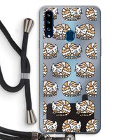 Slapende poes: Samsung Galaxy A20s Transparant Hoesje met koord