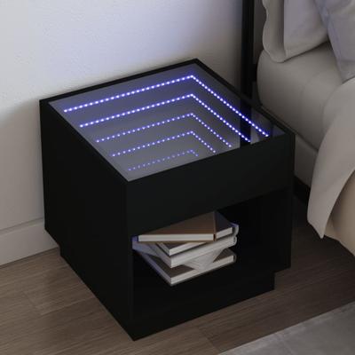 Nachtkastje met Infinity LED 50x50x50 cm zwart