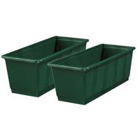 Plantenbak/bloembak - Set van 3x stuks - groen - rechthoekig - 60 x 17,5 x 14,5 cm