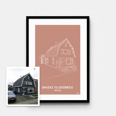 Persoonlijke illustratie met kleur A4 Staand Met Lijst Peach