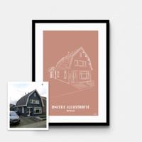 Persoonlijke illustratie met kleur A1 Staand Met Lijst Peach