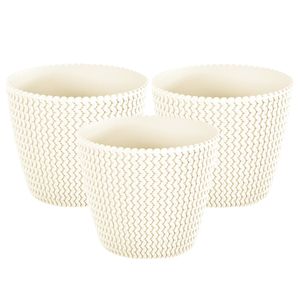 Set van 3x stuks plantenpotten/bloempotten kunststof dia 19 cm en hoogte 16 cm creme wit