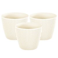 Set van 3x stuks plantenpotten/bloempotten kunststof dia 19 cm en hoogte 16 cm creme wit