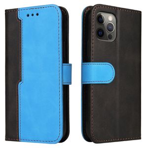 iPhone XR hoesje - Bookcase - Koord - Pasjeshouder - Portemonnee - Tweekleurig - Kunstleer - Zwart/Blauw