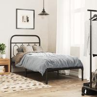 Bedframe met hoofdbord metaal zwart 90x190 cm