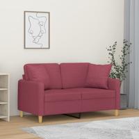 Tweezitsbank met sierkussens 120 cm stof wijnrood
