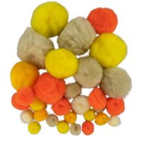 Pompons - 30x - gele tinten - 10-40 mm - hobby/knutsel materialen - thumbnail