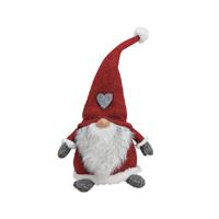 Pluche kerst gnome - wit/rood/grijs - H40 cm - decoratie pop - dwerg/kabouter