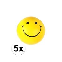 5x Smiley stressbal 6 cm   -