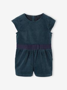 Gladde fluwelen babyjumpsuit smaragdgroen