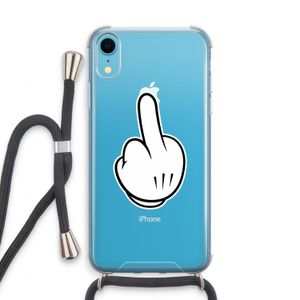 Middle finger white: iPhone XR Transparant Hoesje met koord