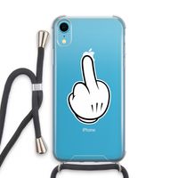 Middle finger white: iPhone XR Transparant Hoesje met koord