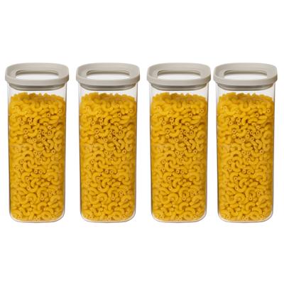 5Five Voorraadpot - 4x - keuken/voedsel - glas - 1600 ml - luchtdichte deksel - transparant/beige