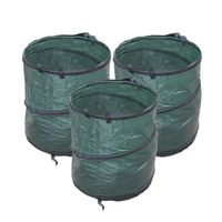 3x stuks groene tuinafvalzakken opvouwbaar 90 liter